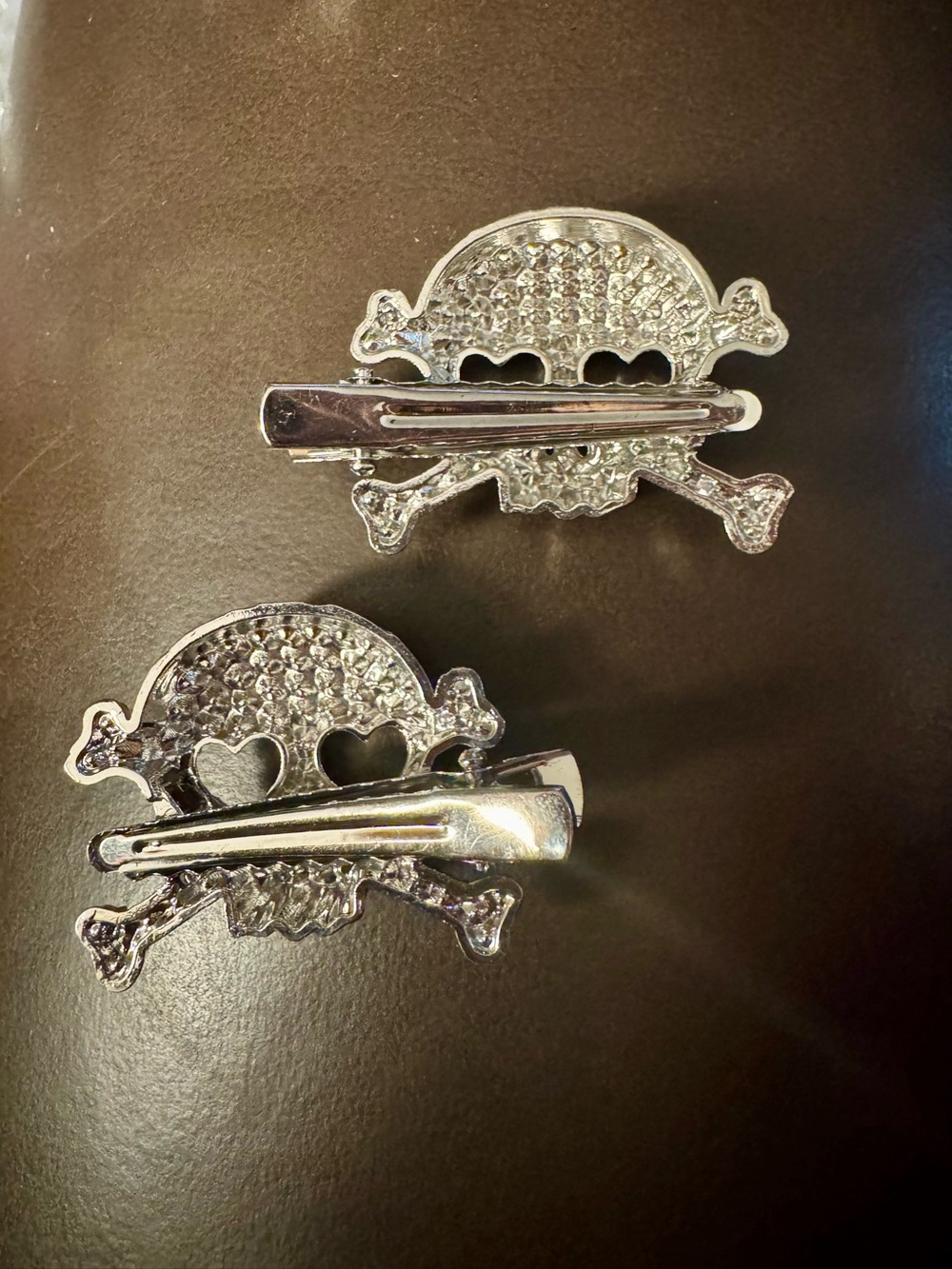 Pink Rhinestone Skull Hair Clips - Picture 6 of 6